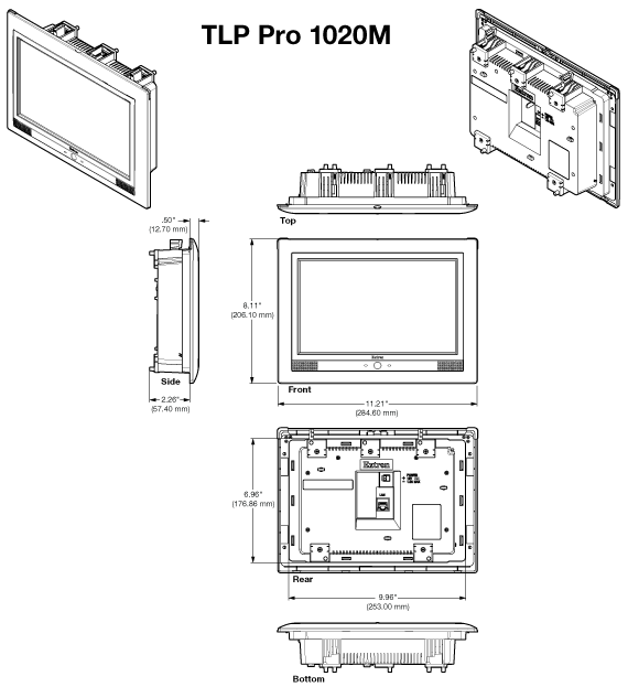 TLP Pro 1020M Panel Drawing