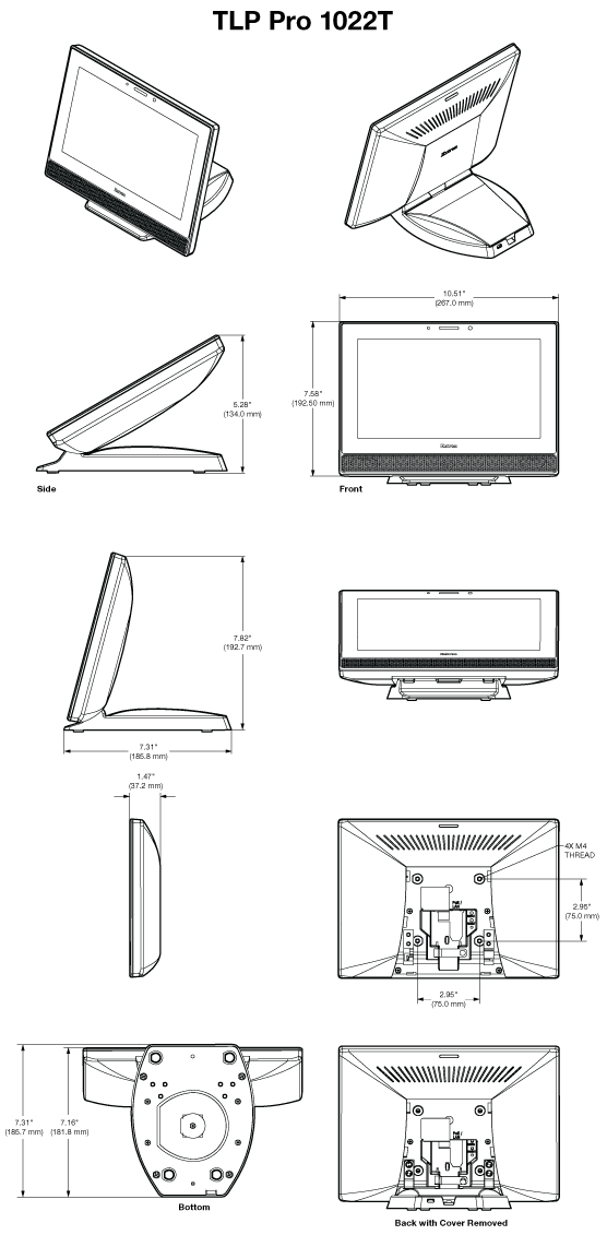 TLP Pro 1022T Panel Drawing