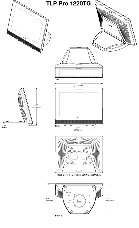 TLP Pro 1220TG Panel Drawing