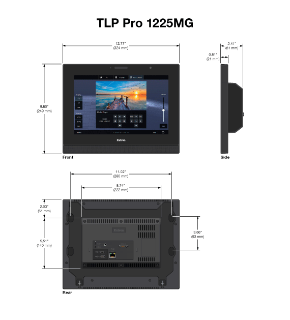 TLP Pro 1225MG Panel Drawing