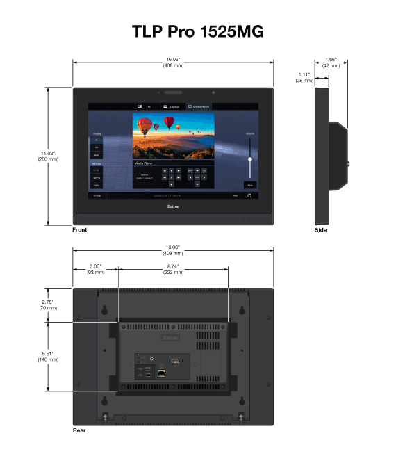 TLP Pro 1525MG Panel Drawing