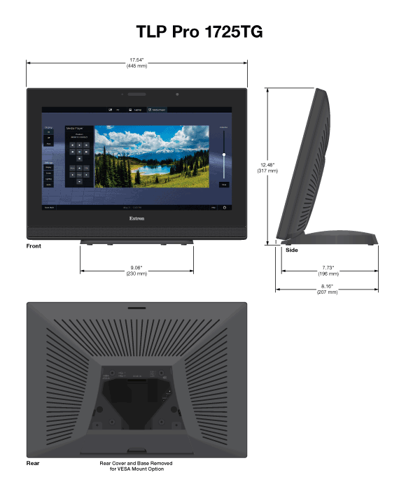 TLP Pro 1725TG Panel Drawing