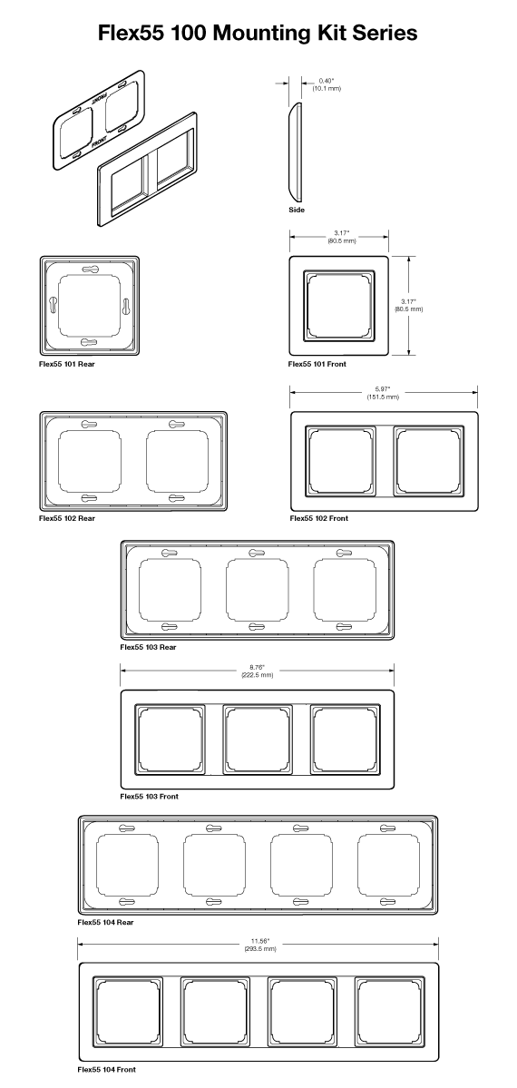 Flex55 100 Mounting Kit Series Panel Drawing