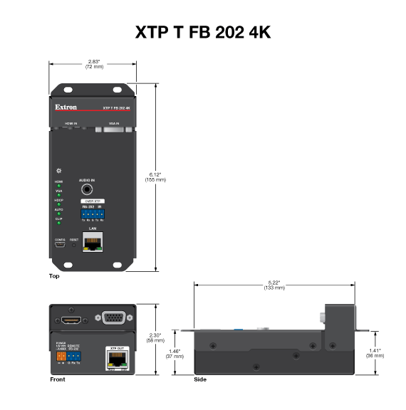 XTP T FB 202 4K Panel Drawing