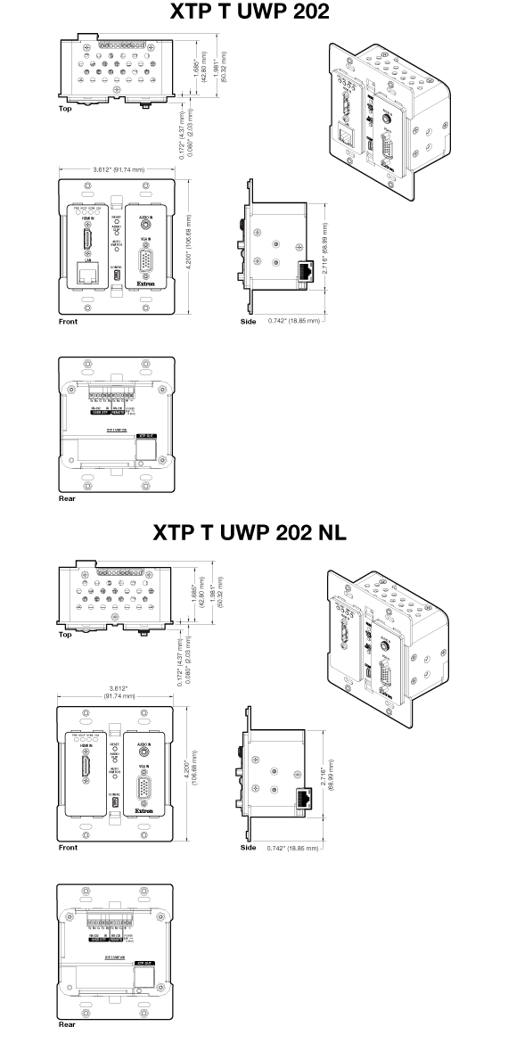 XTP T UWP 202 Panel Drawing