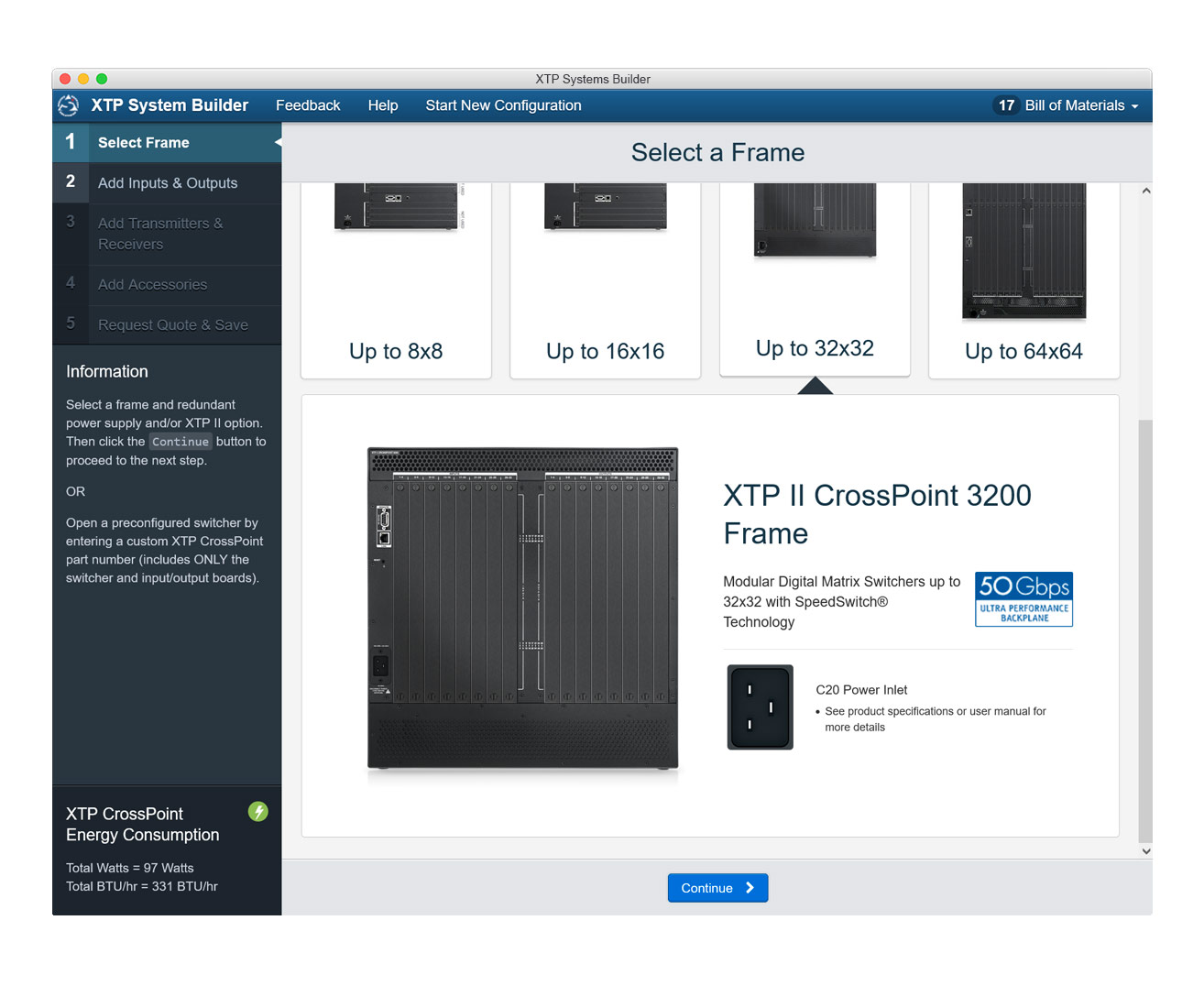 Select a frame to build your custom XTP CrossPoint Switcher