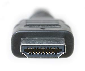 Closeup photo of a male HDMI connector